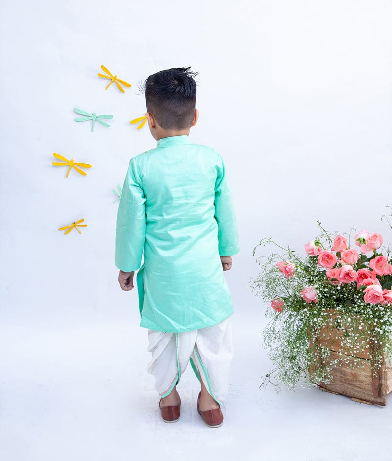 Fayon Kids Aqua Green Kurta with Dhoti for Boys