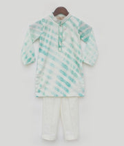 Aqua Green Leheriya Kurta and Pant for Boys