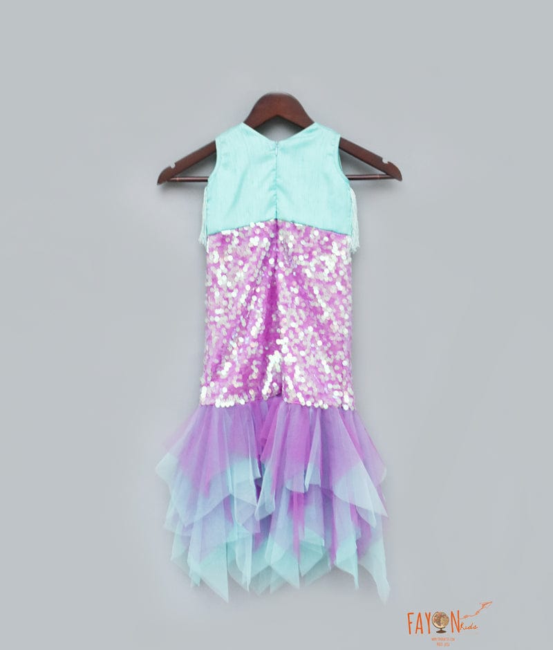 Fayon Kids Aqua Purple Mermaid Dress for Girls