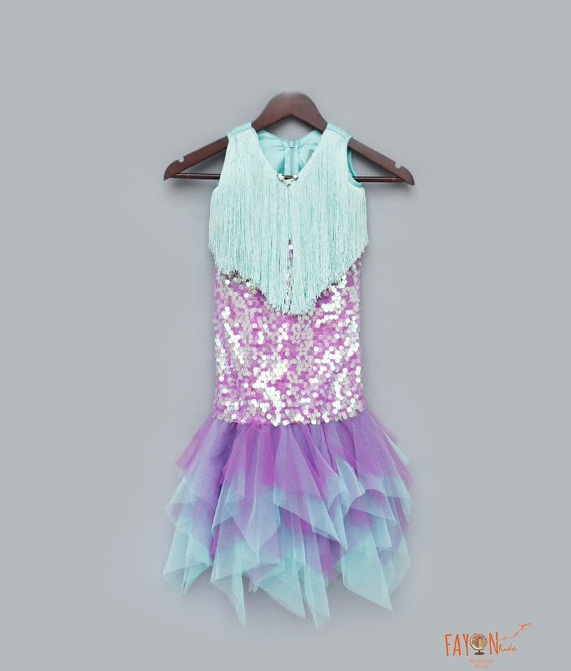 Fayon Kids Aqua Purple Mermaid Dress for Girls