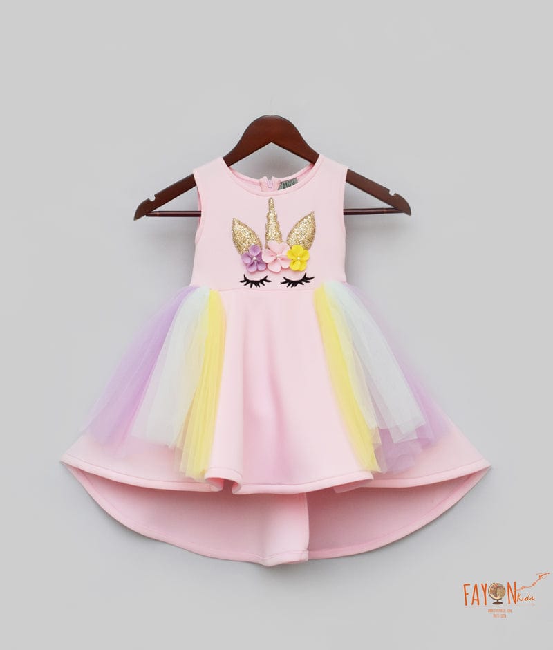 Fayon Kids Baby Pink Unicorn Dress for Girls