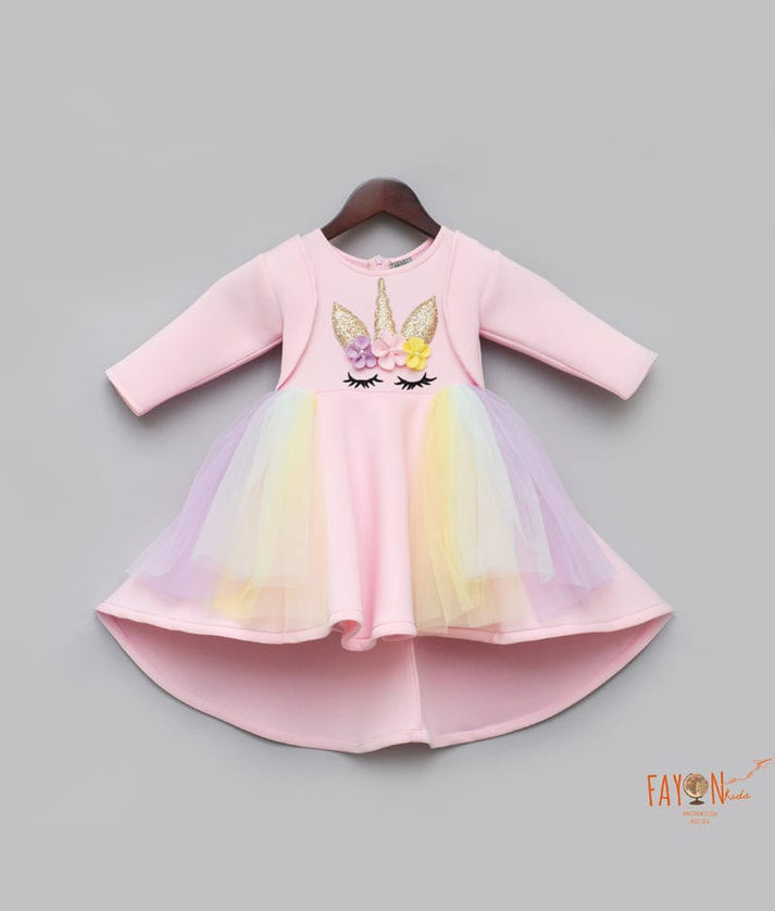 Baby Pink Unicorn Dress with Jacket for Girls