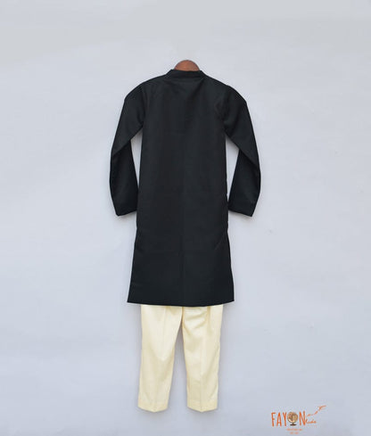 Fayon Kids Black Ajkan with Broach Pant for Boys