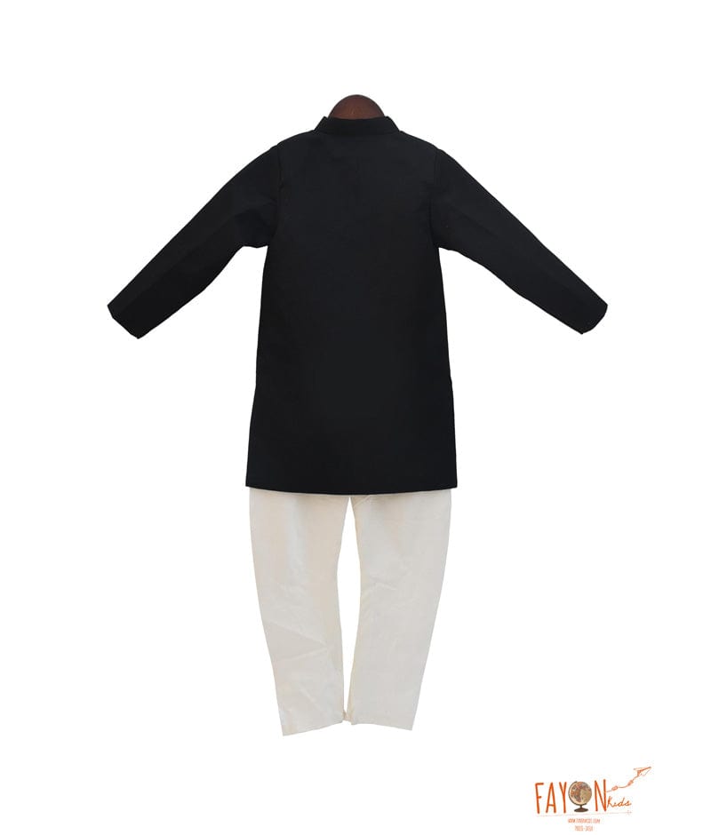 Fayon Kids Black Ajkan with Chudidar for Boys