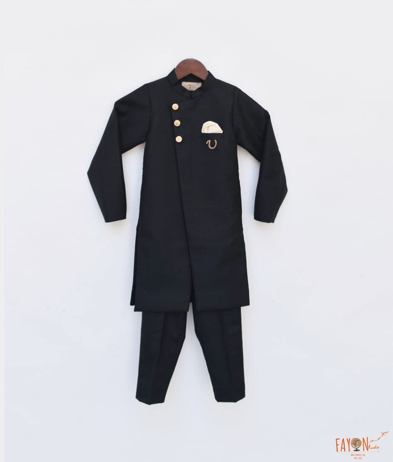 Fayon Kids Black Ajkan with Initial Pant for Boys