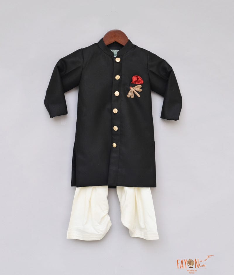 Black Achkan with Salwar for Boys