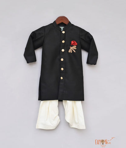 Black Achkan with Salwar for Boys