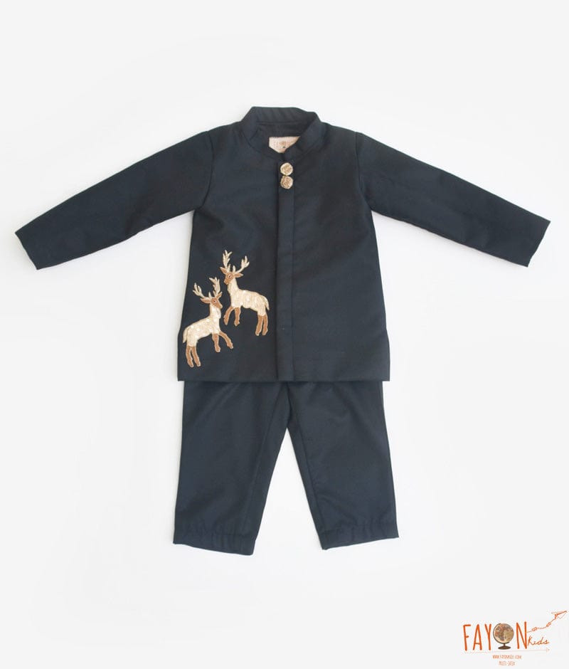 Fayon Kids Black Bandgala and Pant for Boys