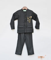 Black Bandgala with Broach Pant for Boys