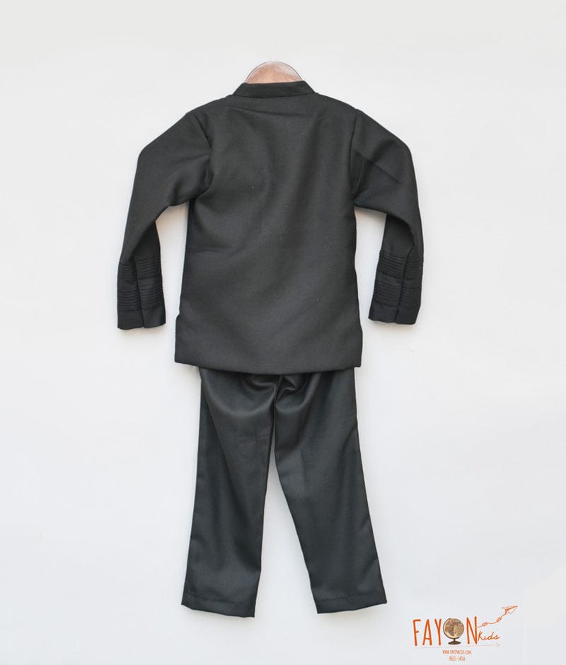 Fayon Kids Black Bandgala with Broach Pant for Boys