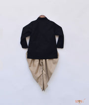 Black Bandgala with Golden Balloon Pant for Boys