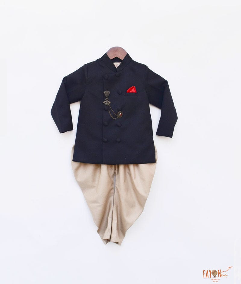 Fayon Kids Black Bandgala with Golden Balloon Pant for Boys