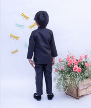 Black Bandgala with Mirror Embroidery Buttons Pant for Boys