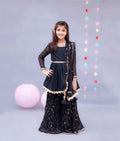 Black Georgette Black Sequins Sharara with Kurti Boti Net Dupatta for Girls