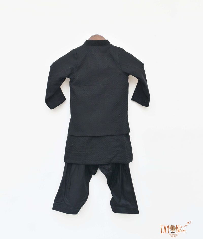 Fayon Kids Black Jacket with Kurta Salwar for Boys