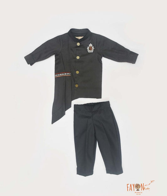 Fayon Kids Black Kurta with Pant for Boys