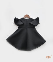 Black Lycra Dress with Flowers for Girls