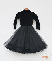 Black Net Gown with Shrug for Girls