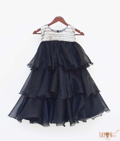 Fayon Kids Black Organza Frill Dress Dress for Girls