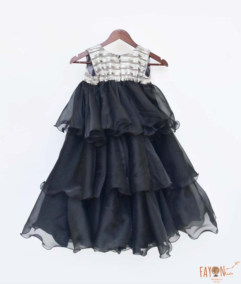 Fayon Kids Black Organza Frill Dress Dress for Girls