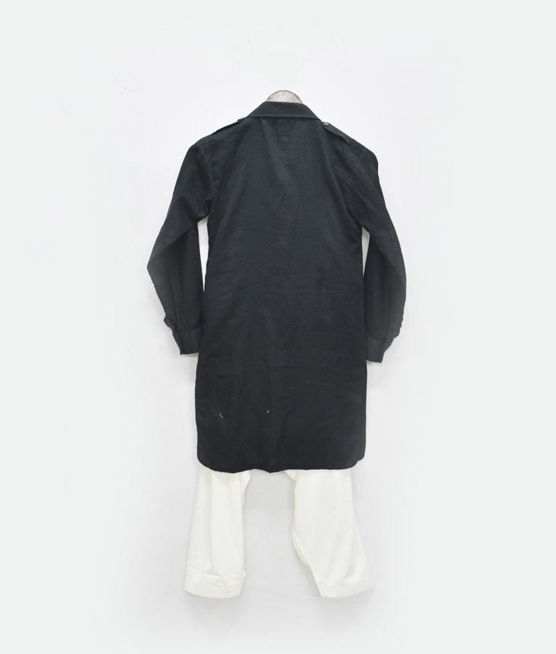 Black Pathani Kurta with Salwar for Boys