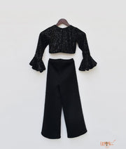 Black Sequin Top with Neoprene Pant for Girls