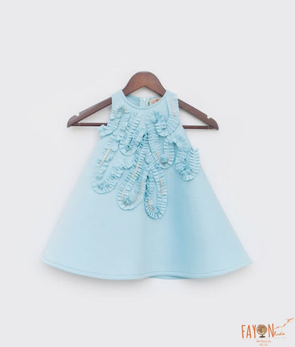Fayon Kids Blue A Line Lycra Dress for Girls