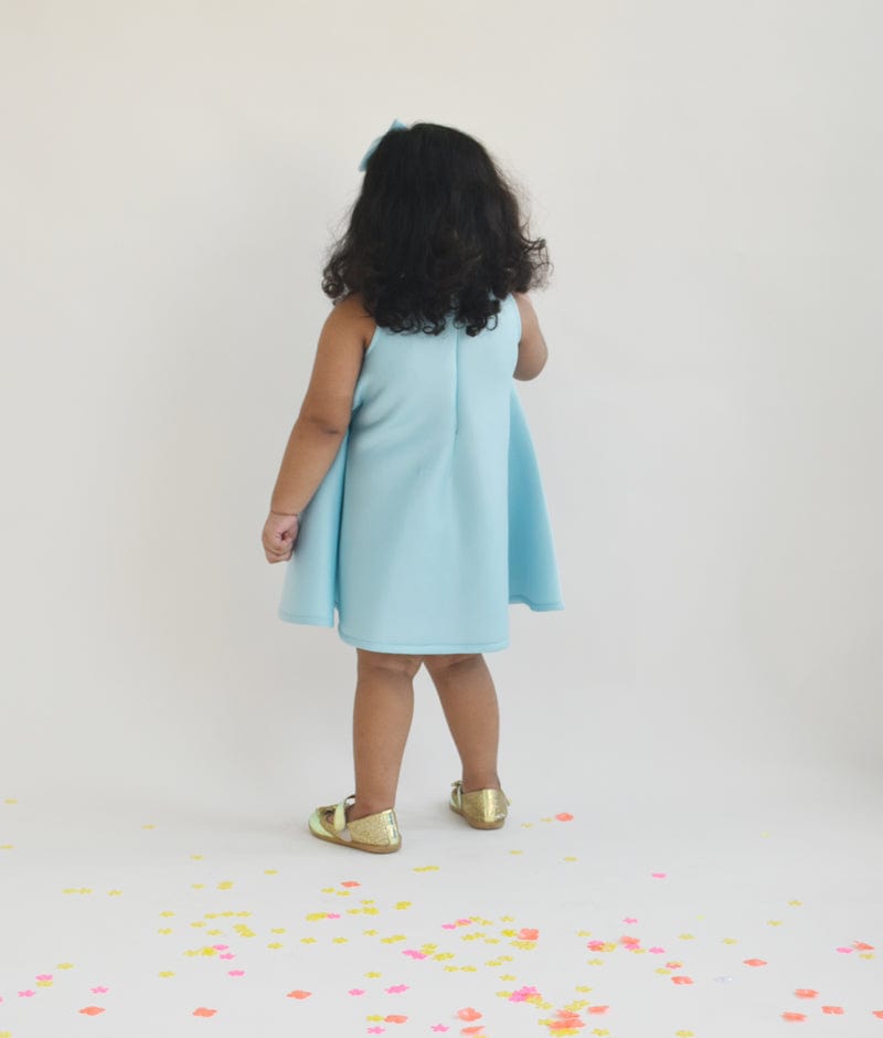 Fayon Kids Blue A Line Lycra Dress for Girls