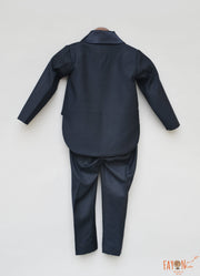 Blue Coat with White Shirt Pant for Boys