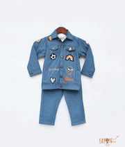 Blue Demin Jacket with T-Shirt Pant for Boys