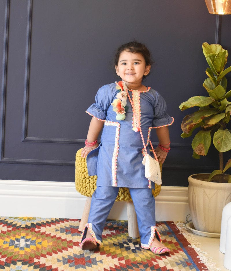 Kurta Jeans Pant Frock Blue Denim Kurti Pant For Girls