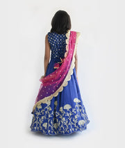 Blue Embroidery Lehenga Choli and Dupatta for Girls