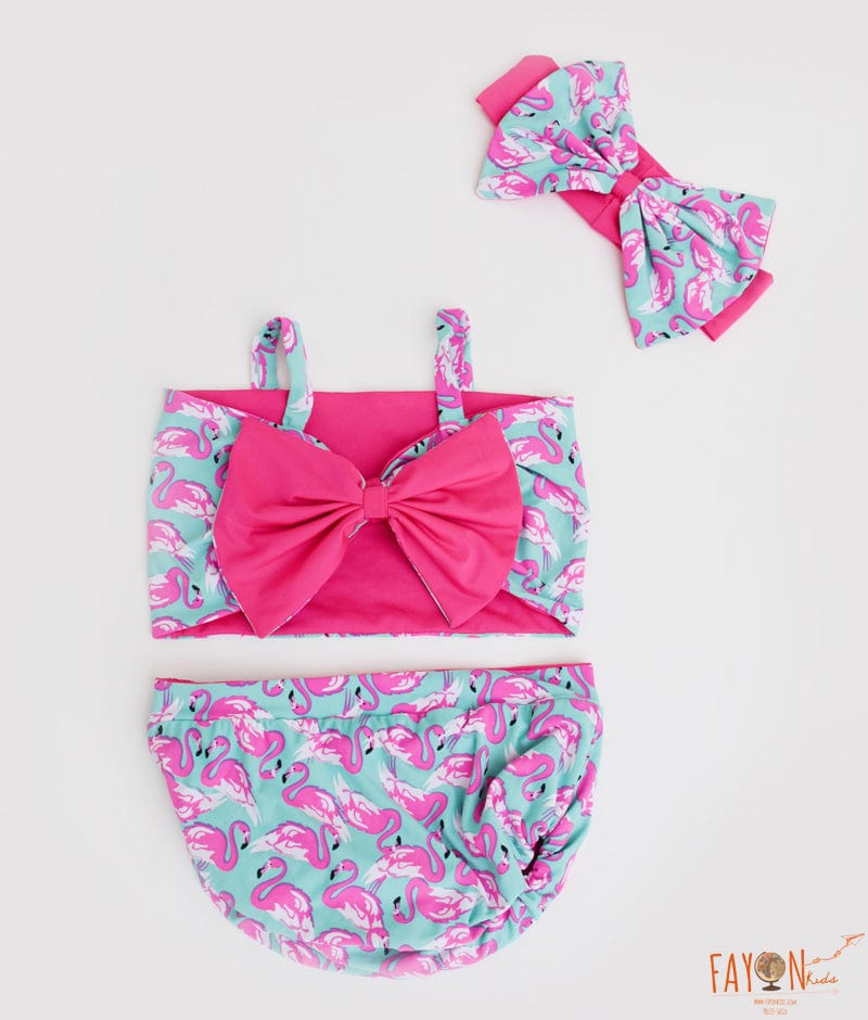 Fayon Kids Blue Flamingo Printed Swim wear for Girls