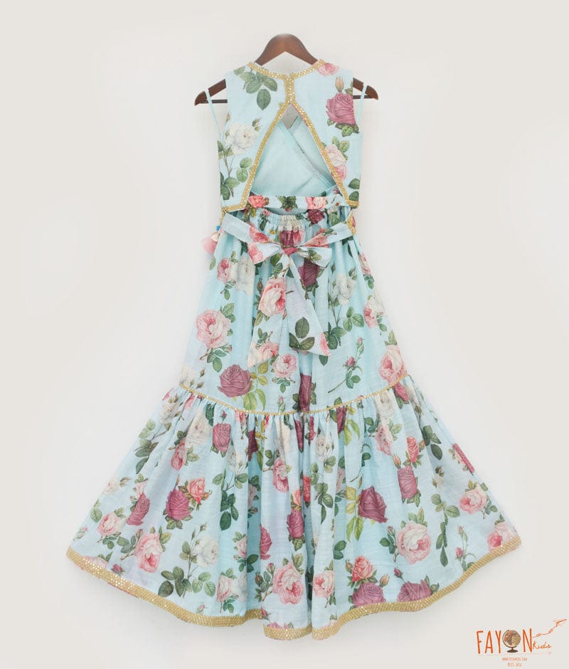 Blue floral Printed Top and Sharara