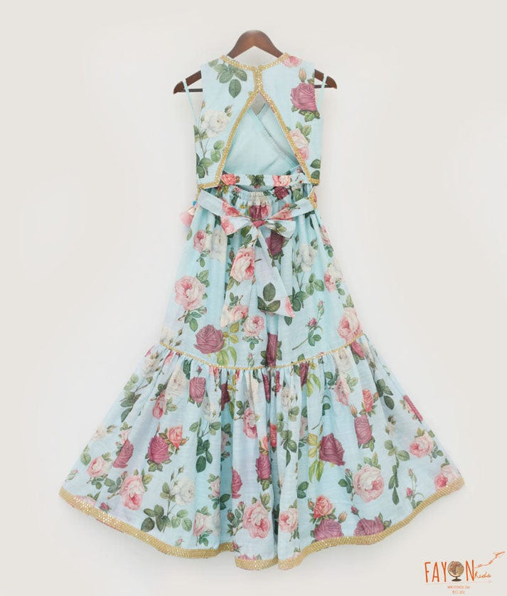 Blue floral Printed Top and Sharara
