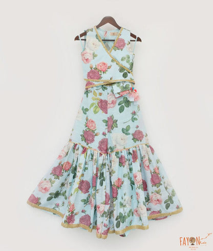 Blue floral Printed Top and Sharara