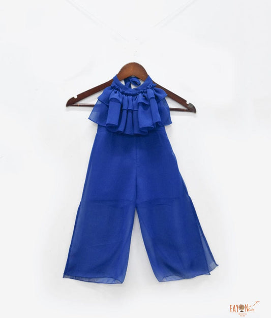 Fayon Kids Blue Georgette Jumpsuit for Girls