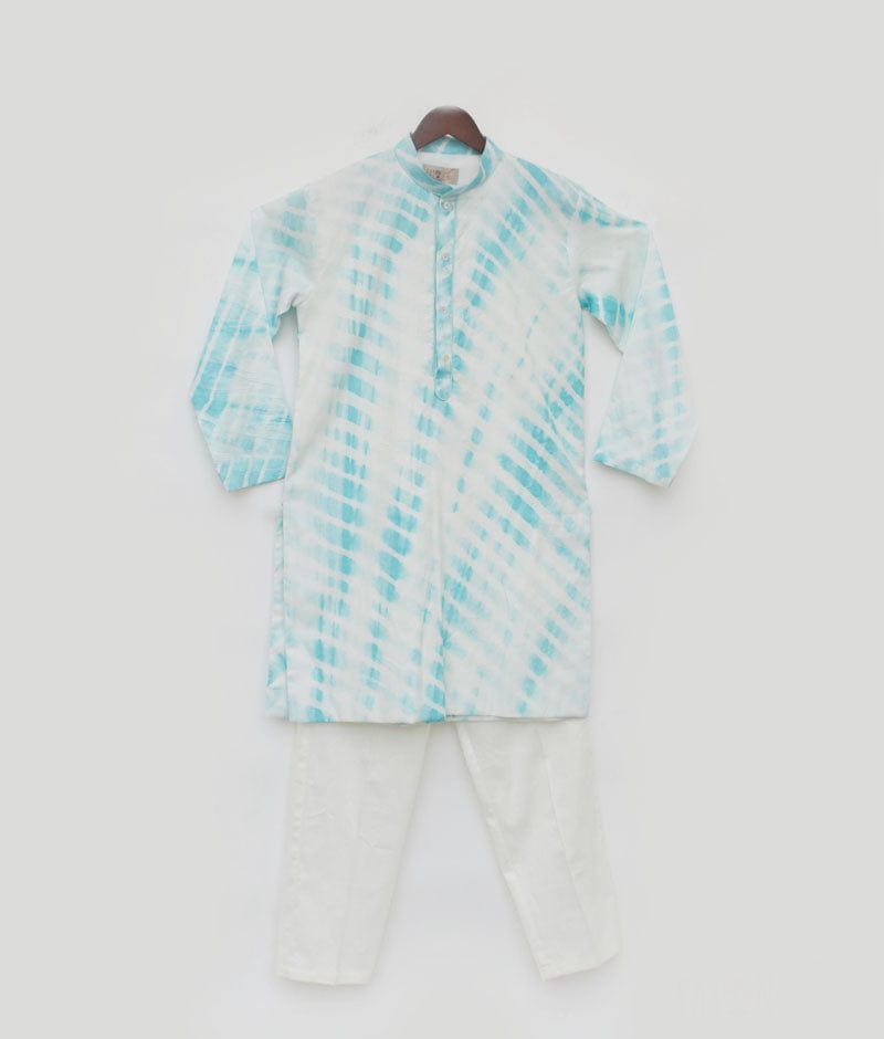 Fayon Kids Blue Leheriya Kurta and Pant for Boys