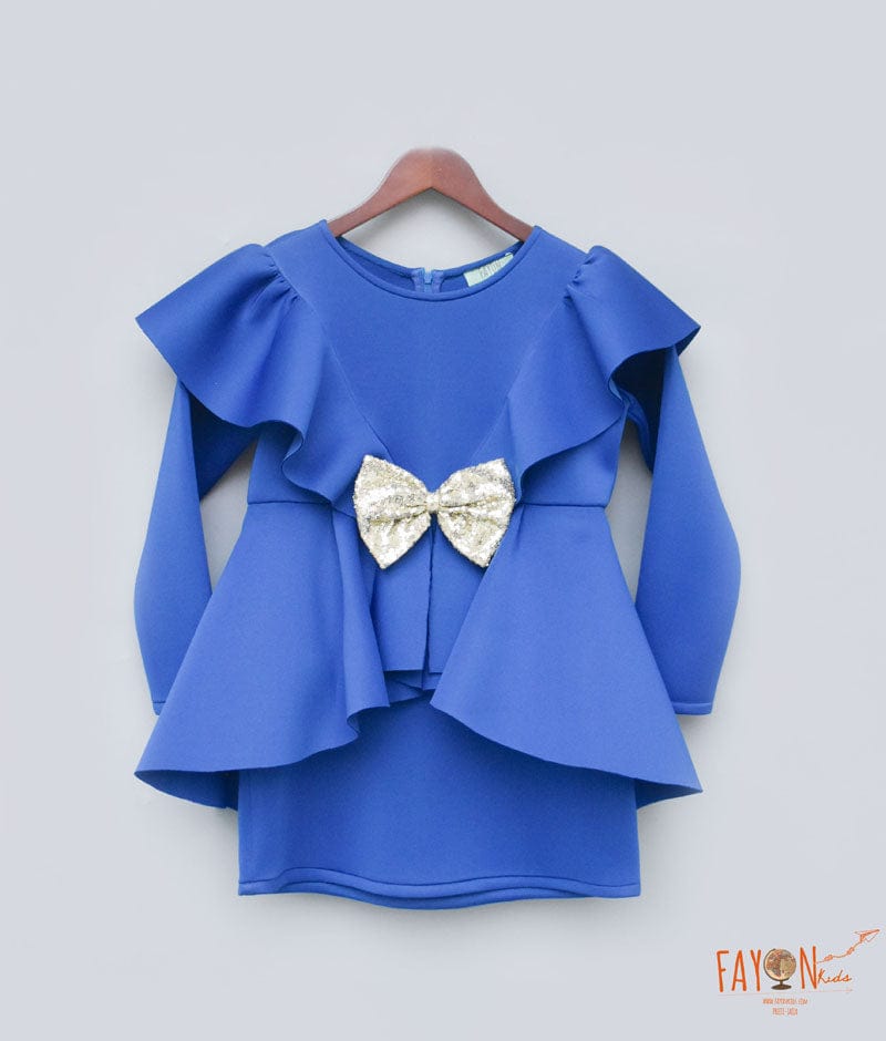 Blue Neoprene Dress for Girls