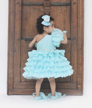 Blue Organza Frock for Girls