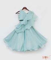 Blue Organza Lehenga Embroidery Choli Organza Dupatta for Girls