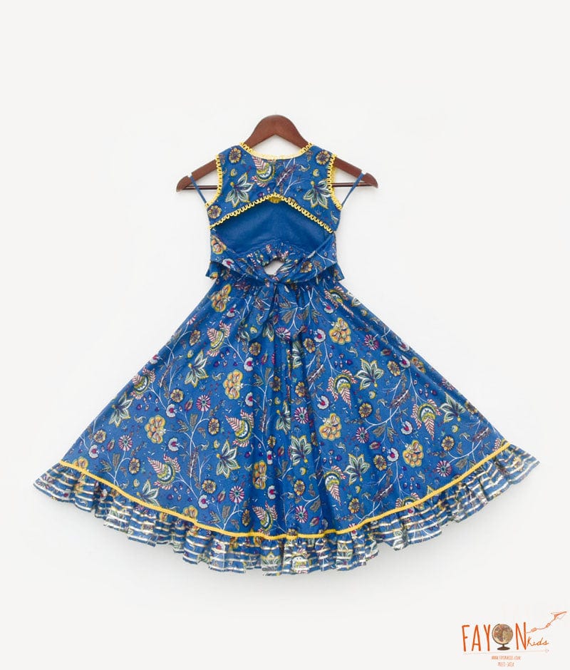 Fayon Kids Blue Print Lehenga Choli for Girls