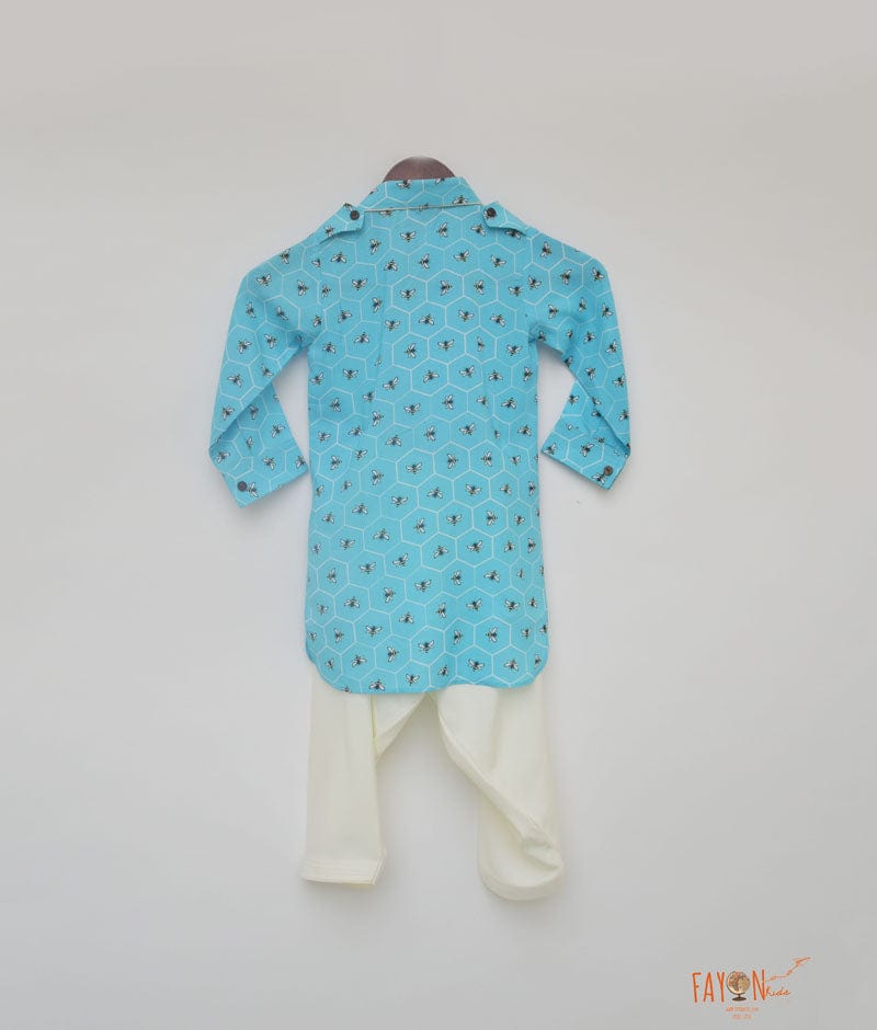 Blue Printed Kurta with Salwar for Boys