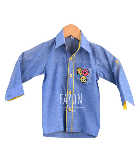 Fayon Kids Blue Shirt with Patches for Boys