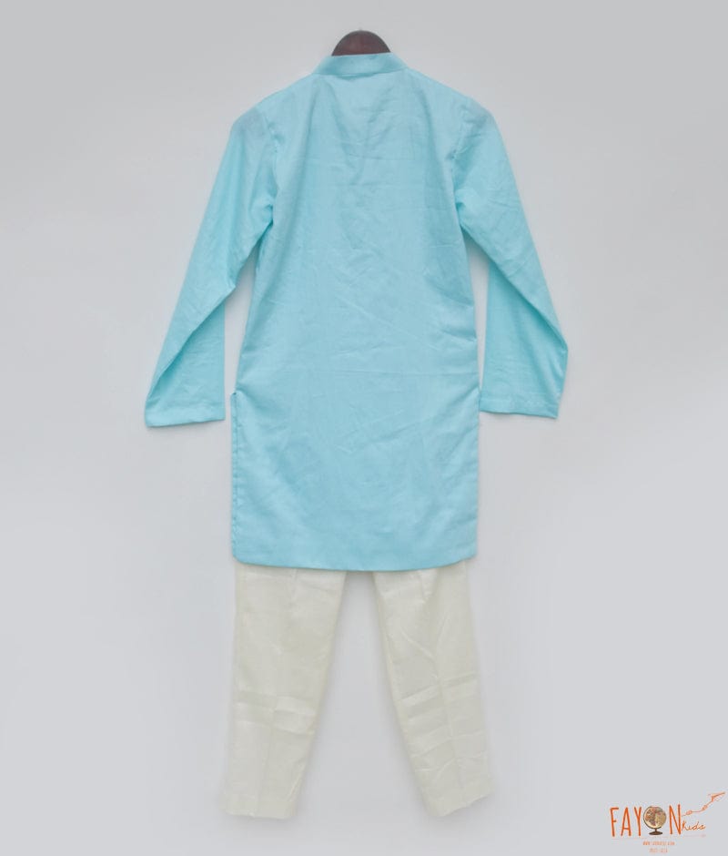 Fayon Kids Blue Silk Kurta and Pant for Boys