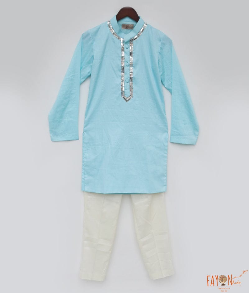 Fayon Kids Blue Silk Kurta and Pant for Boys