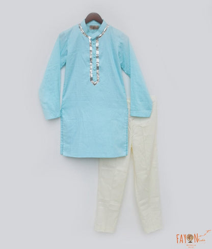 Fayon Kids Blue Silk Kurta and Pant for Boys