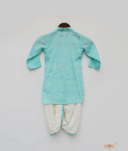 Blue Silk Kurta with Dhoti for Boys
