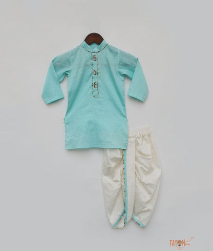 Blue Silk Kurta with Dhoti for Boys