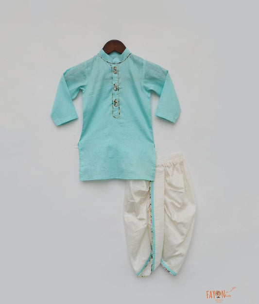 Blue Silk Kurta with Dhoti for Boys
